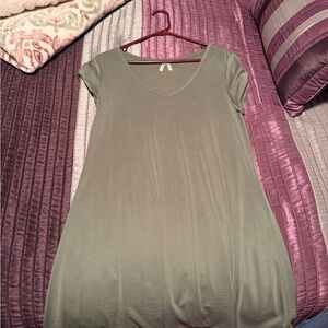 Elegant Olive Green Women's T Shirt Dress